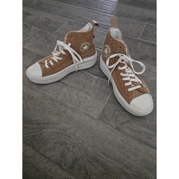 Converse All Star Lift Platform High Top Teddy Sneakers Brown Tan Womens 8.5 - Picture 1 of 8